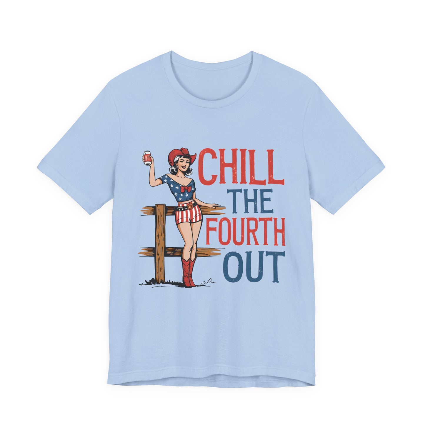 Fourth of July Tee - "Chill the Fourth Out" Vintage Pinup Patriotic Shirt