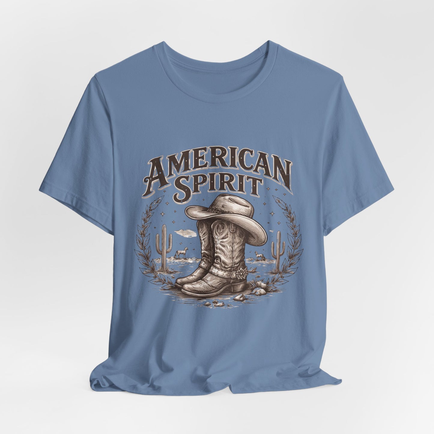 American Spirit Cowboy Tee — Western Boot & Cactus Vintage Graphic T-Shirt
