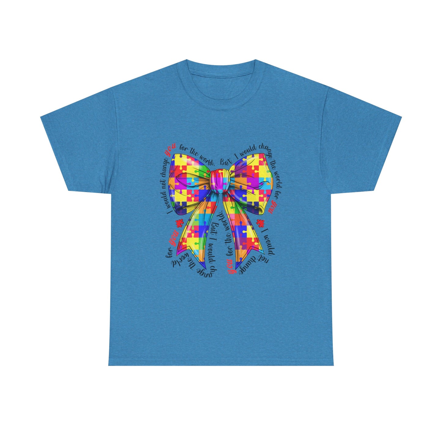 Autism Puzzle Ribbon Tee — Colorful Awareness Bow Shirt