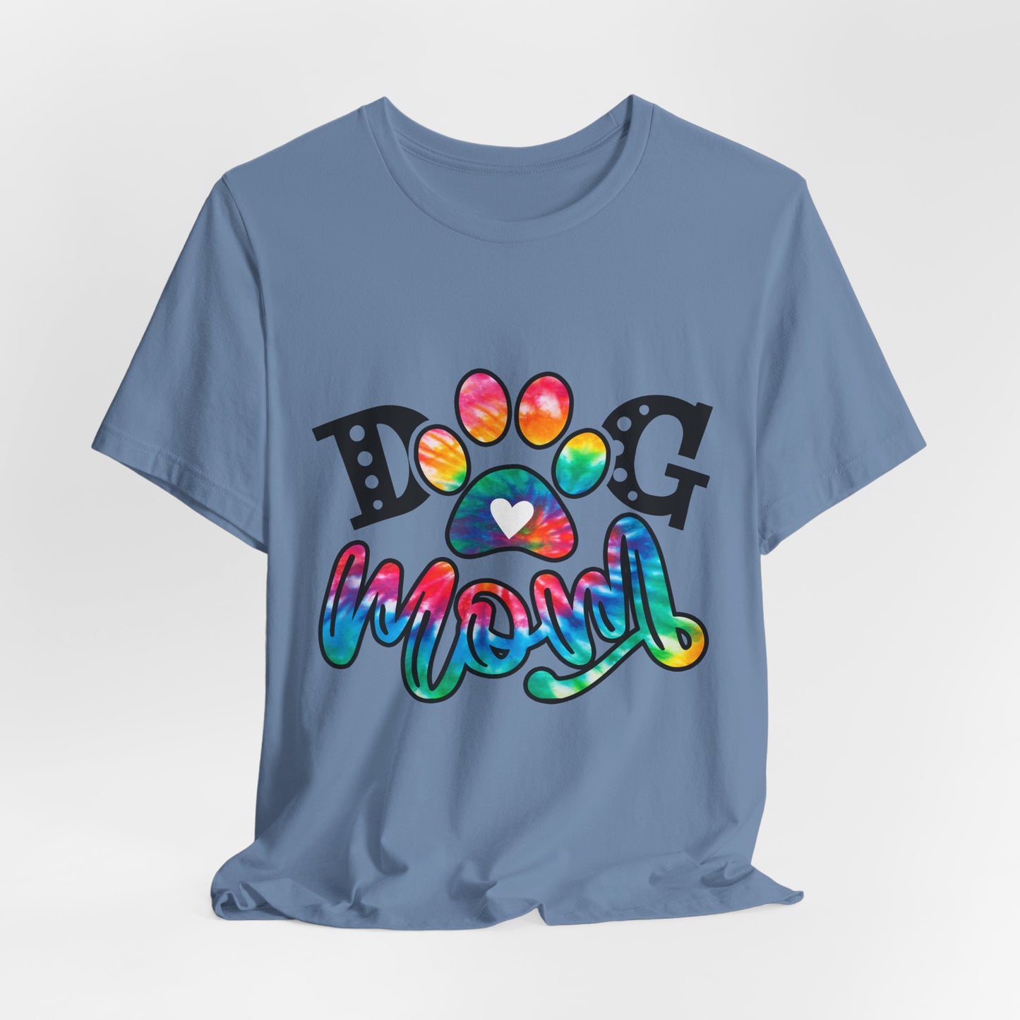 Dog Mom T-Shirt - Colorful Rainbow Paw Design