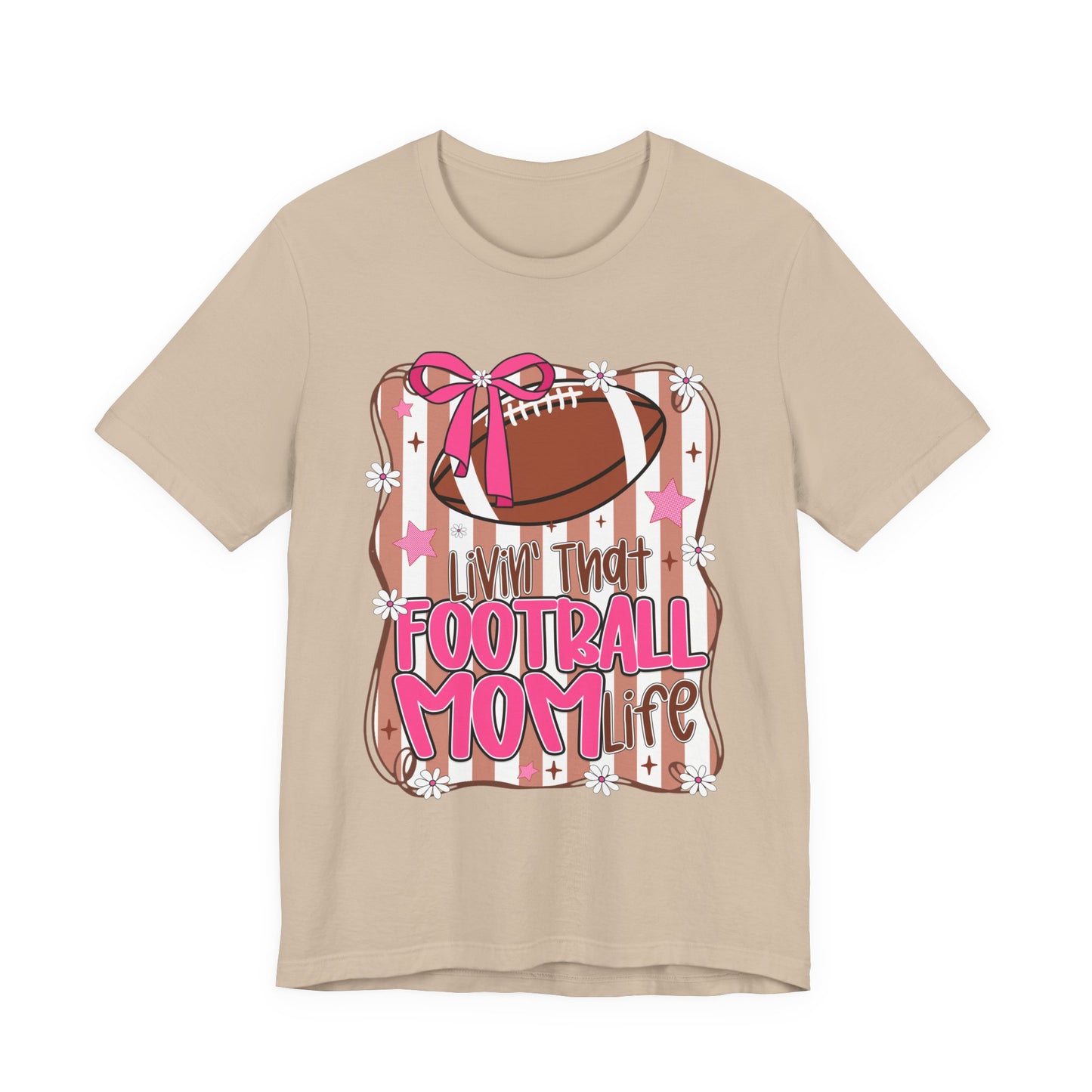 Football Mom Life T-Shirt — Pink Bow Football Mom Tee