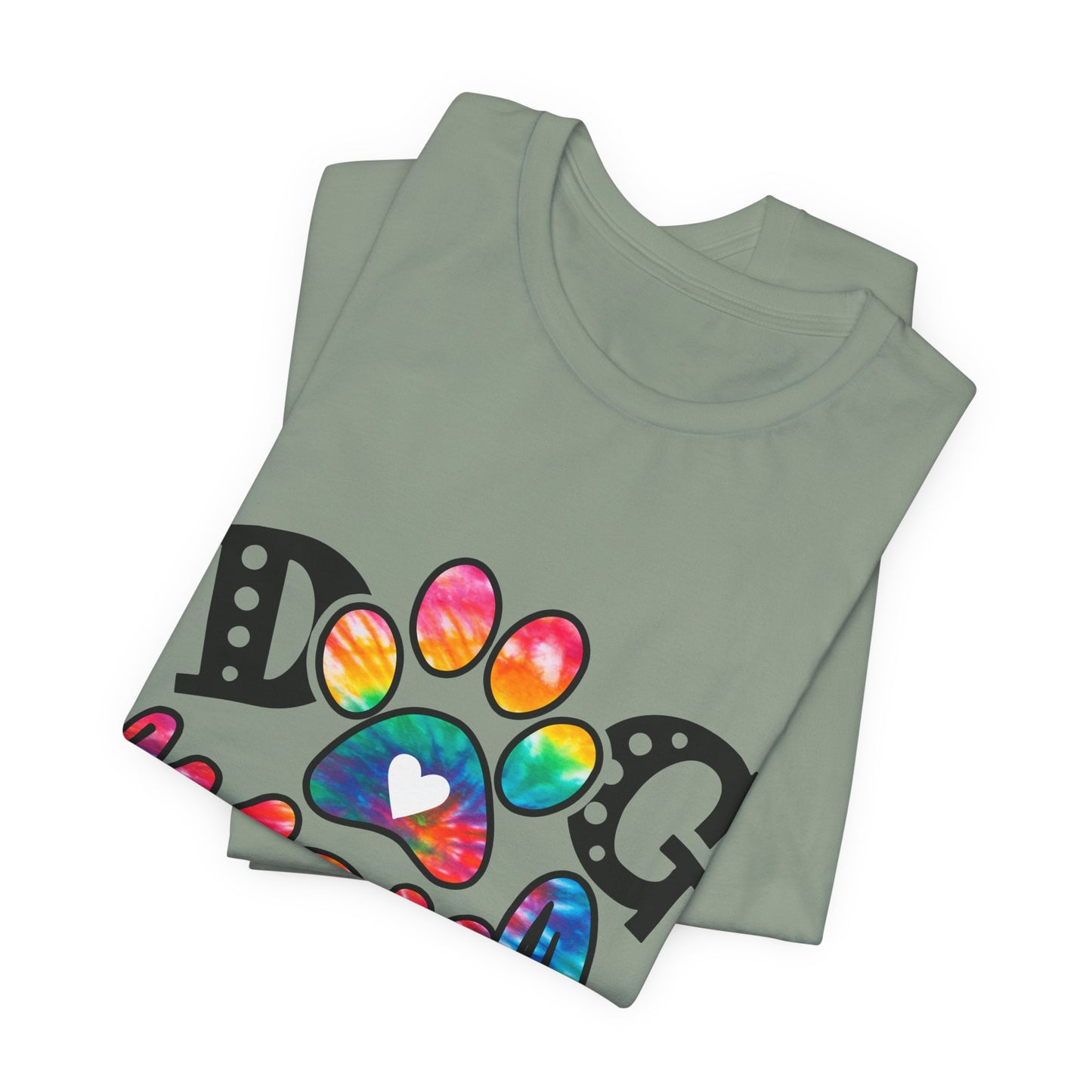Dog Mom T-Shirt - Colorful Rainbow Paw Design