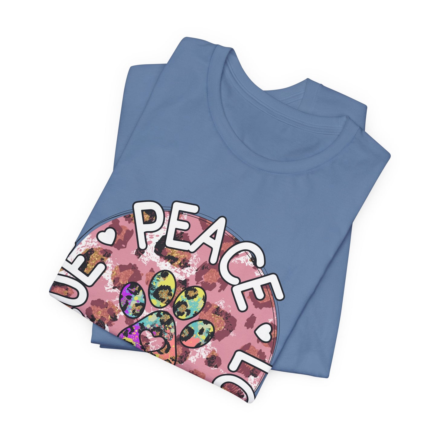 Peace Love Rescue Graphic Tee — Pet Rescue Paw Print Shirt