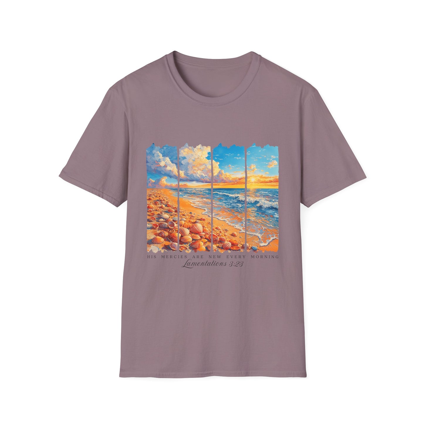 Beach Sunset Panel T-Shirt — Scenic Coastal Graphic Tee