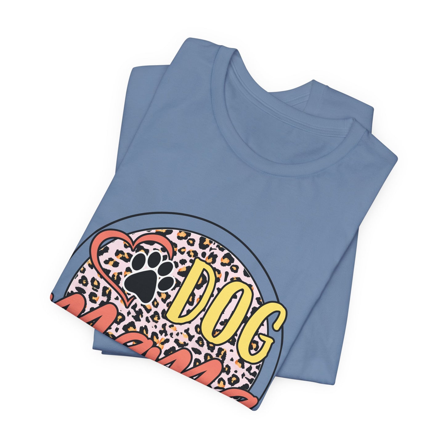 Dog Mama Leopard Circle Tee — Cute Paw Print Graphic T-Shirt for Women