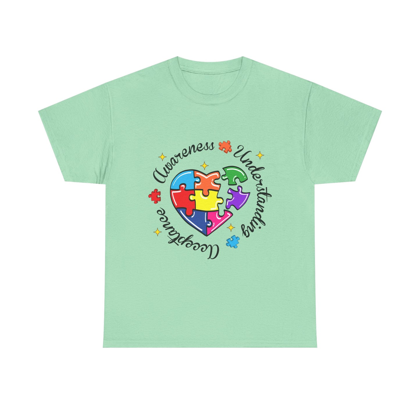 Autism Awareness Puzzle Heart T-Shirt – 'Awareness, Understanding, Acceptance'