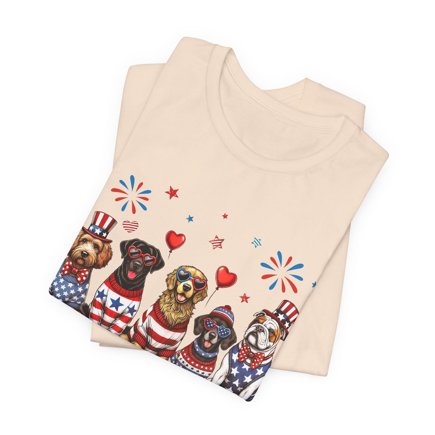 Patriotic Dogs T‑Shirt — 4th of July American Flag Pups Tee