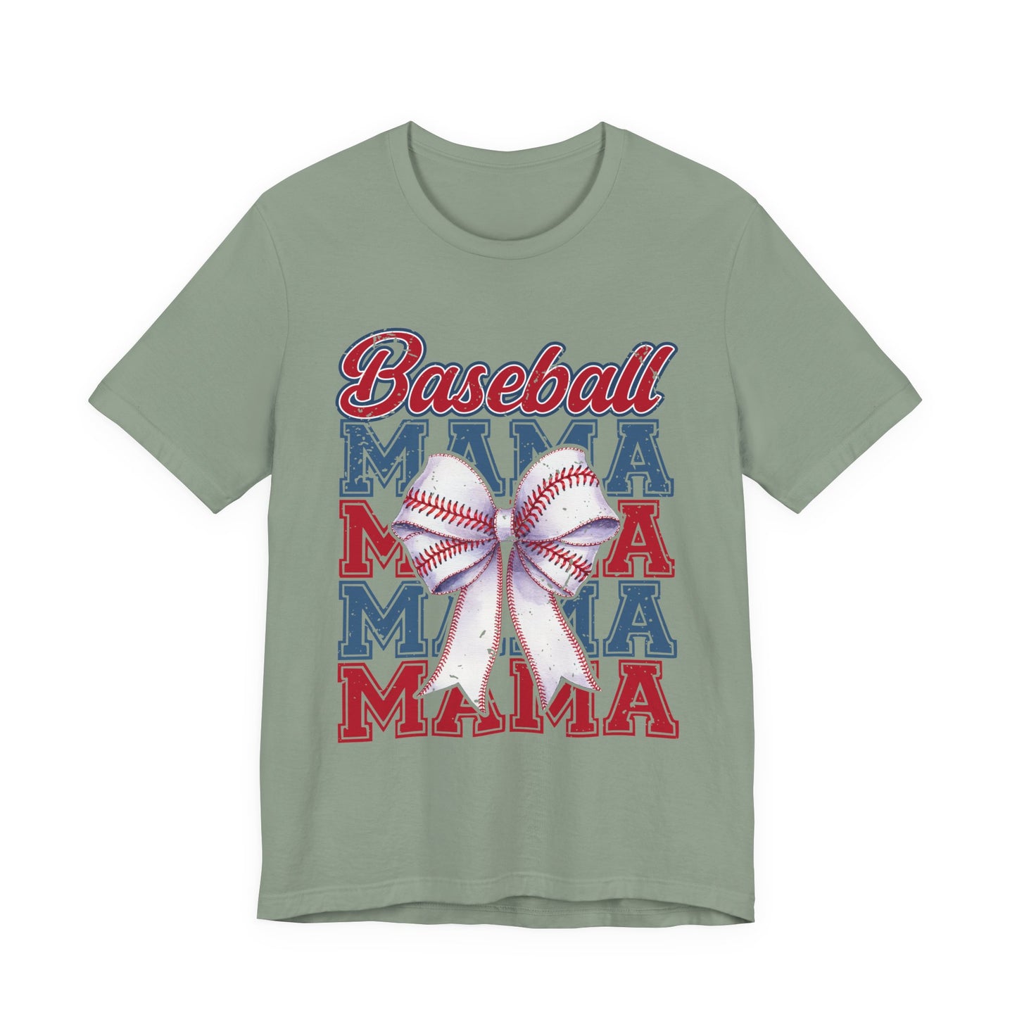 Baseball Mama Tee – Patriotic Bow Soft Cotton T‑Shirt for Baseball Moms
