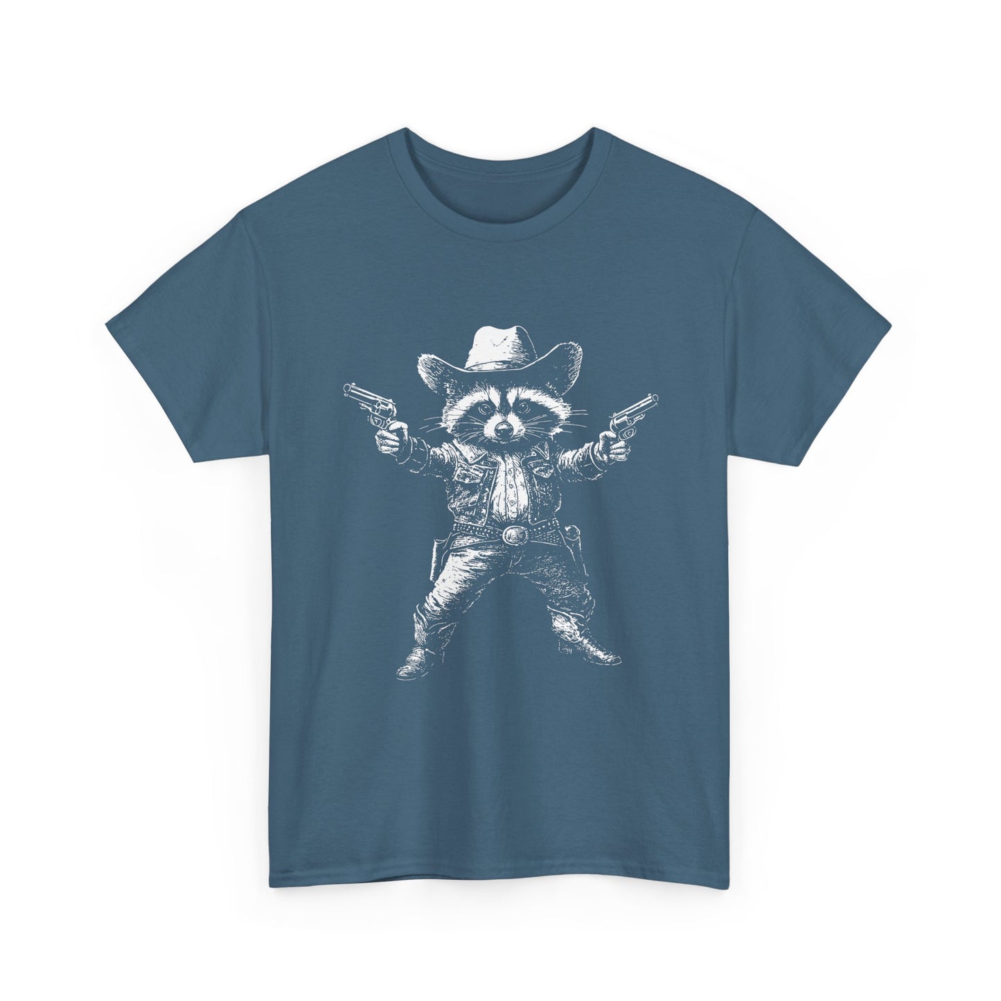 Cowboy Raccoon Graphic Tee — Western Gunslinger Vintage Style Shirt