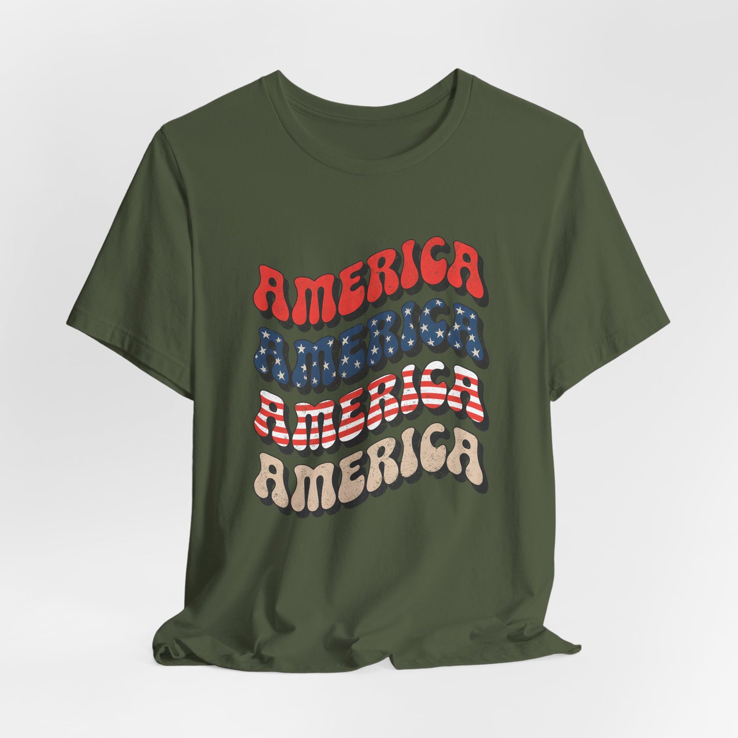 Patriotic "America" Retro Wave T-Shirt