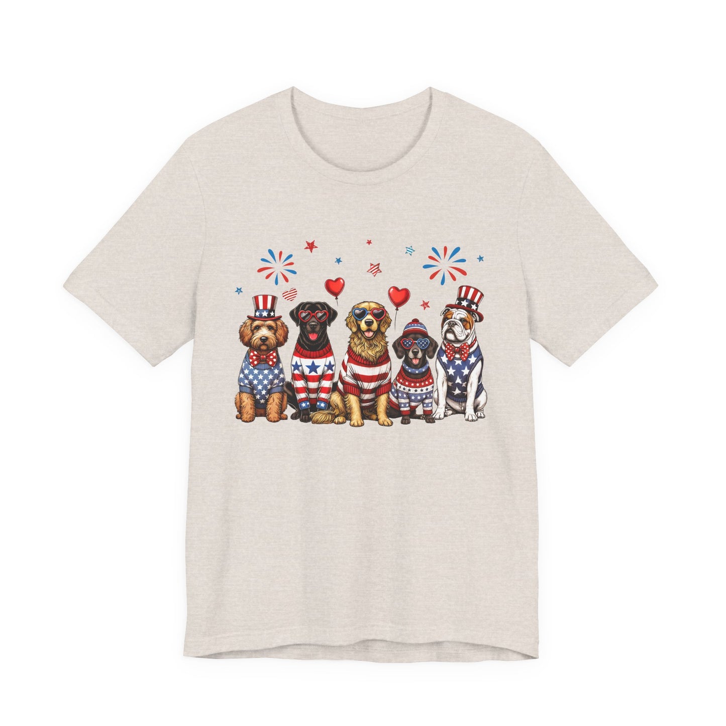 Patriotic Dogs T‑Shirt — 4th of July American Flag Pups Tee