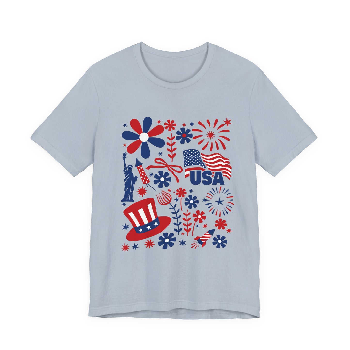 USA Patriotic T-Shirt – Fourth of July Fireworks & Liberty Graphic Tee