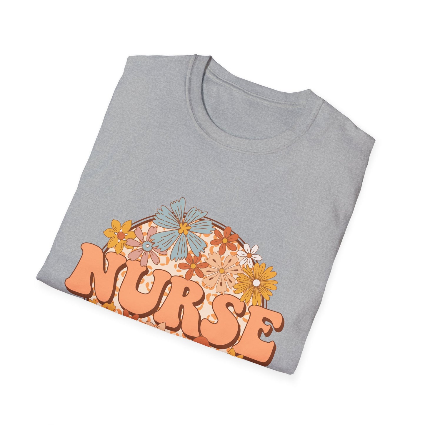 Nurse Floral Retro Tee — "NURSE" Vintage Flower Graphic T-Shirt
