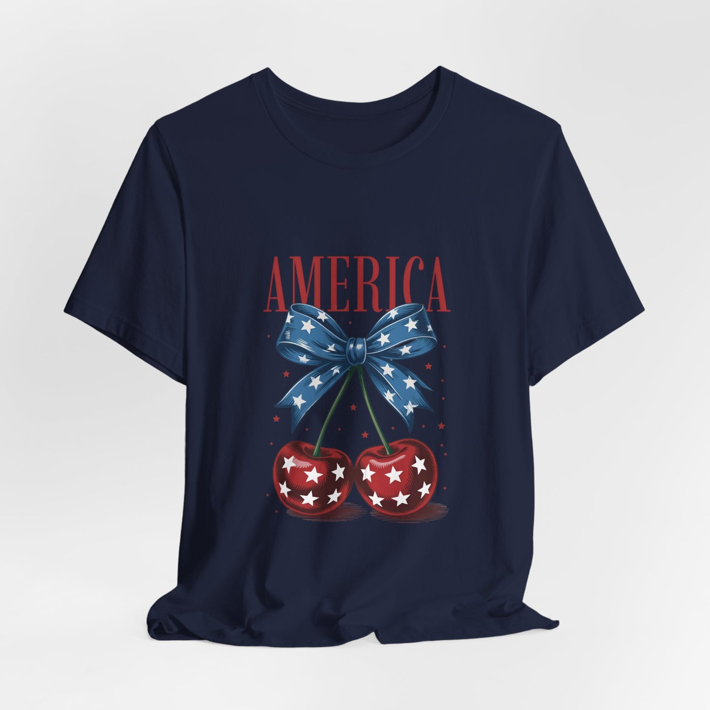 America Cherry Tee — Patriotic Stars & Stripes Graphic T-Shirt