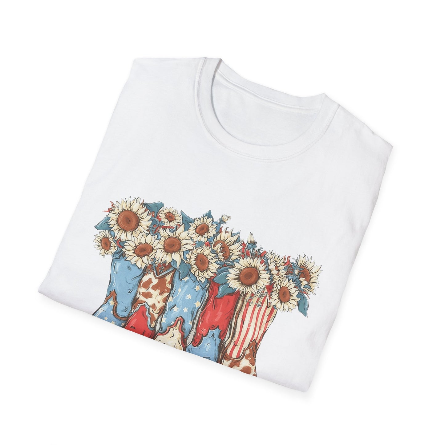 Patriotic Sunflower Cowboy Boots T-Shirt