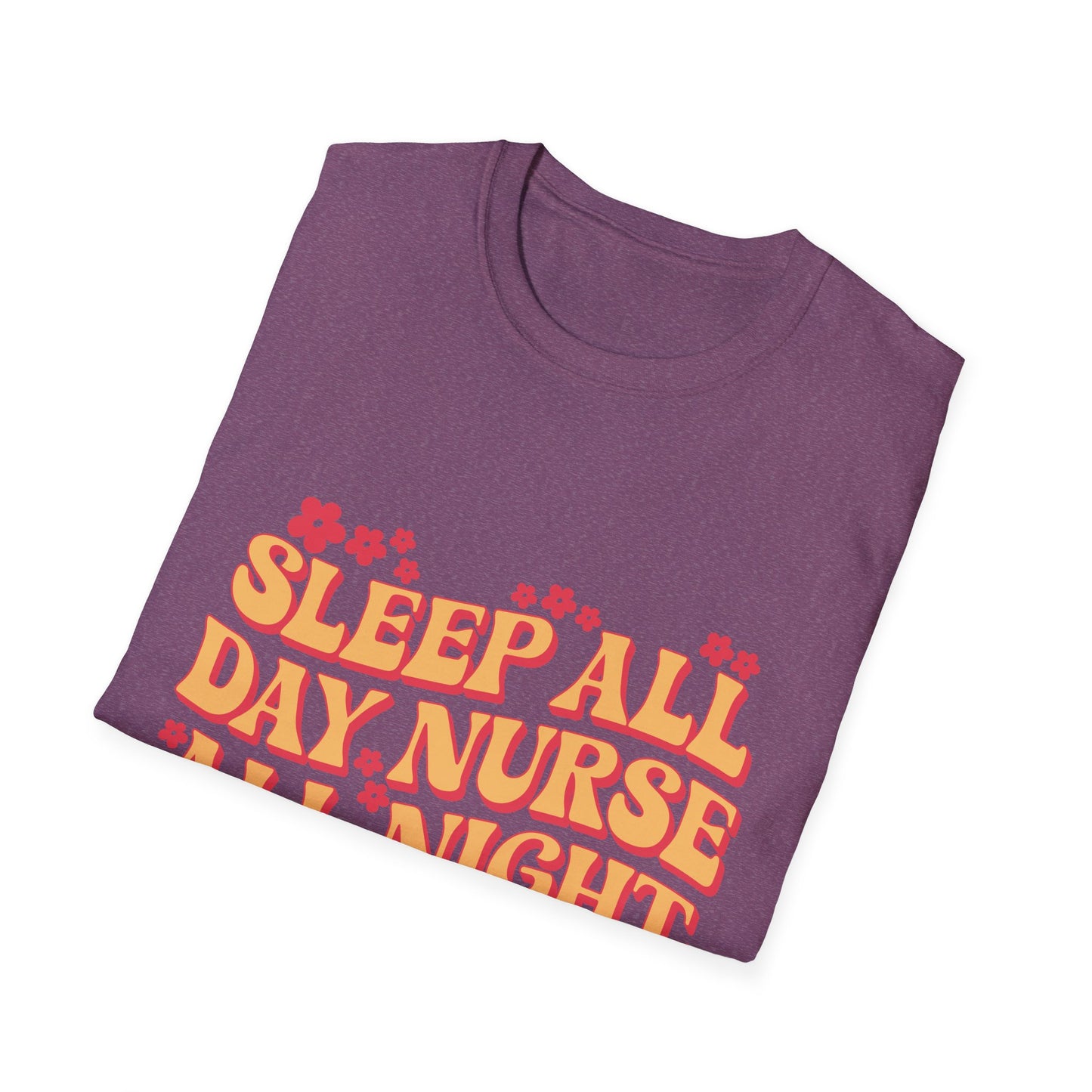 Nurse Life T-Shirt - "Sleep All Day, Nurse All Night" Retro Floral Tee
