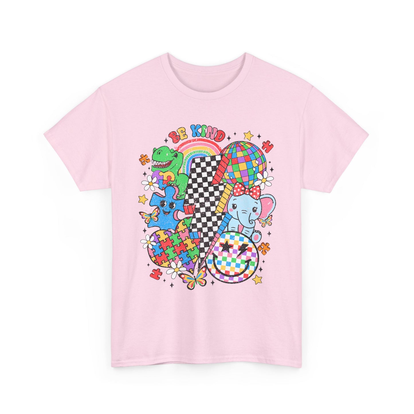 Puzzle Heart Tee — Colorful Autism Awareness Puzzle Pieces with Rainbow Animals