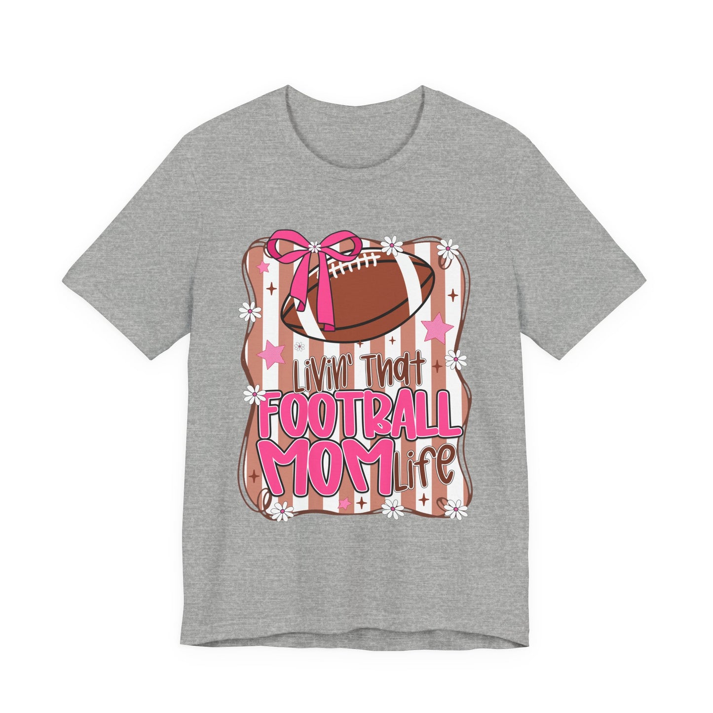 Football Mom Life T-Shirt — Pink Bow Football Mom Tee