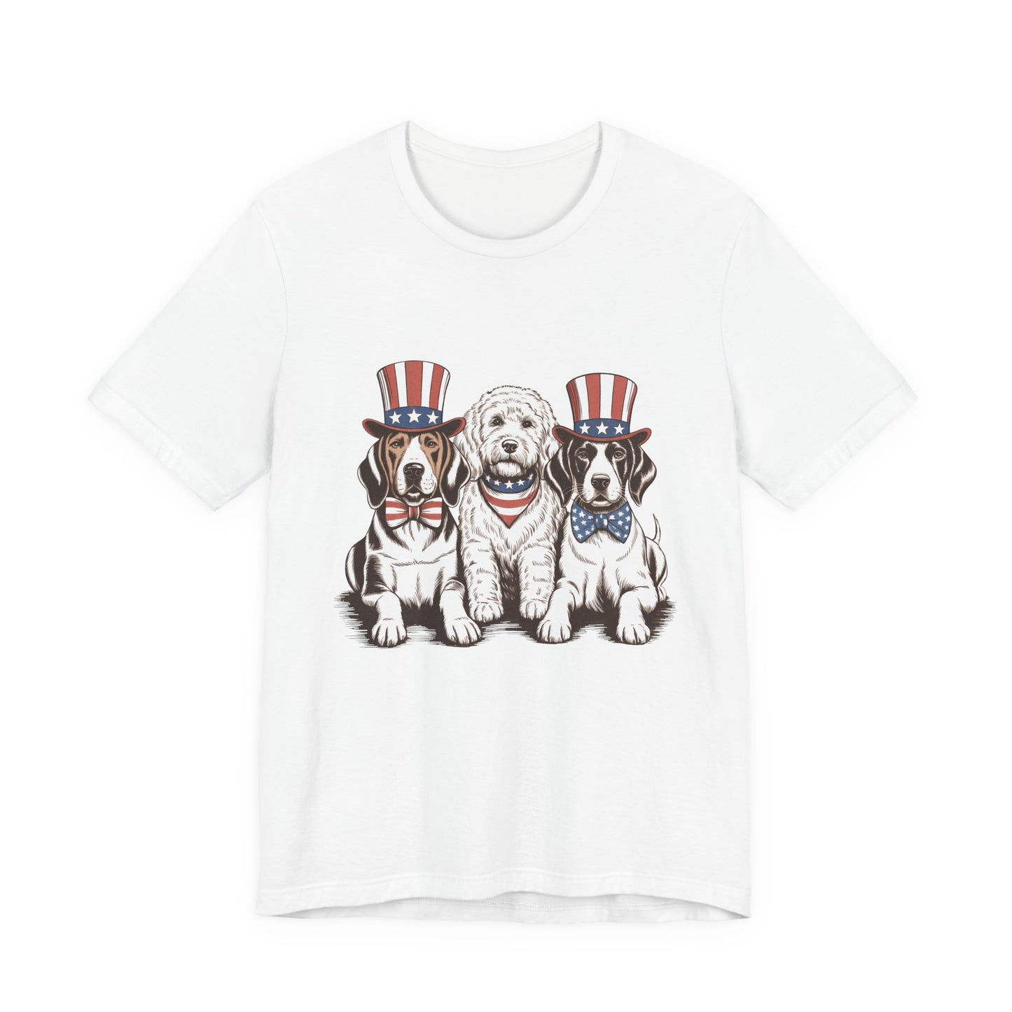 Patriotic Puppies T-Shirt — 4th of July Dog Tee with Uncle Sam Hats