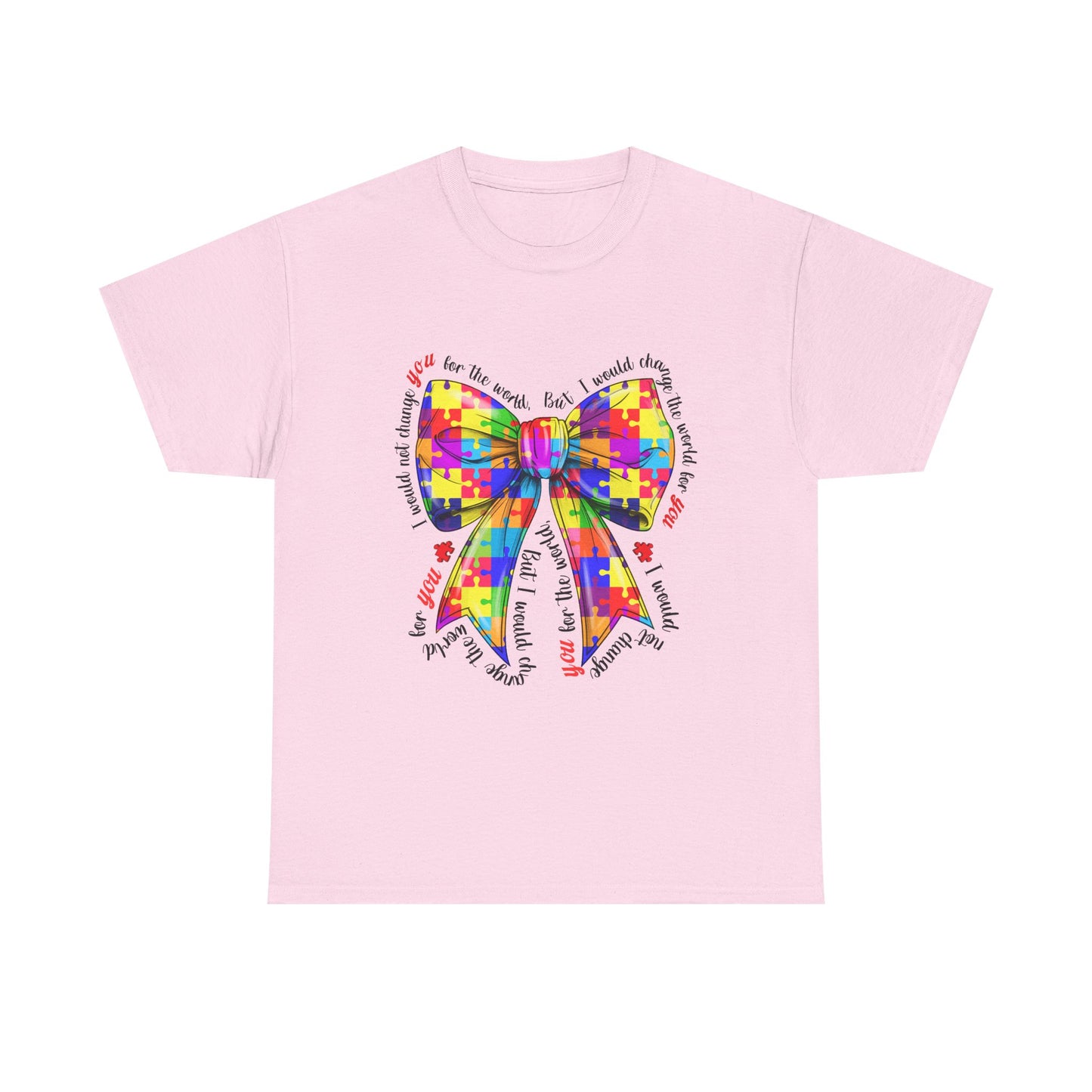 Autism Puzzle Ribbon Tee — Colorful Awareness Bow Shirt
