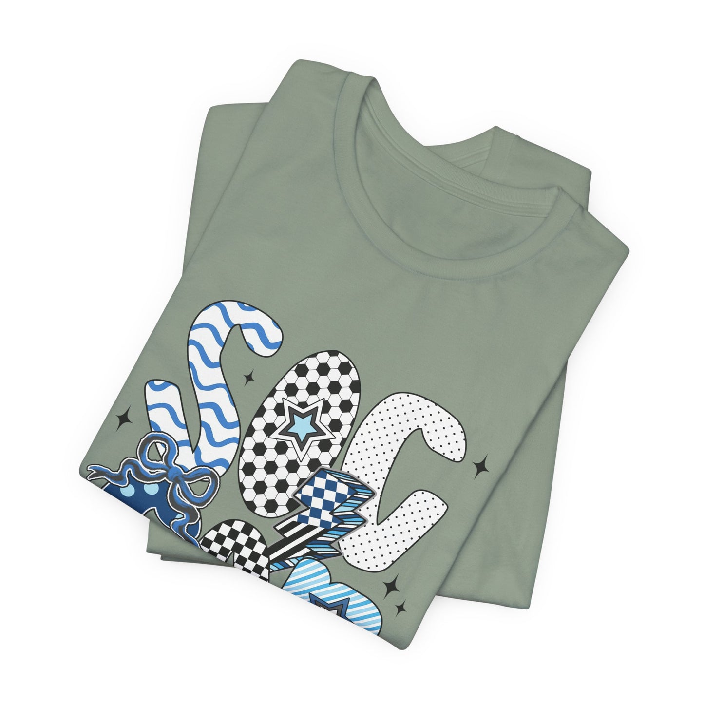 Soccer Mama Graphic Tee — 'Soccer Mama' Blue Patterned Design