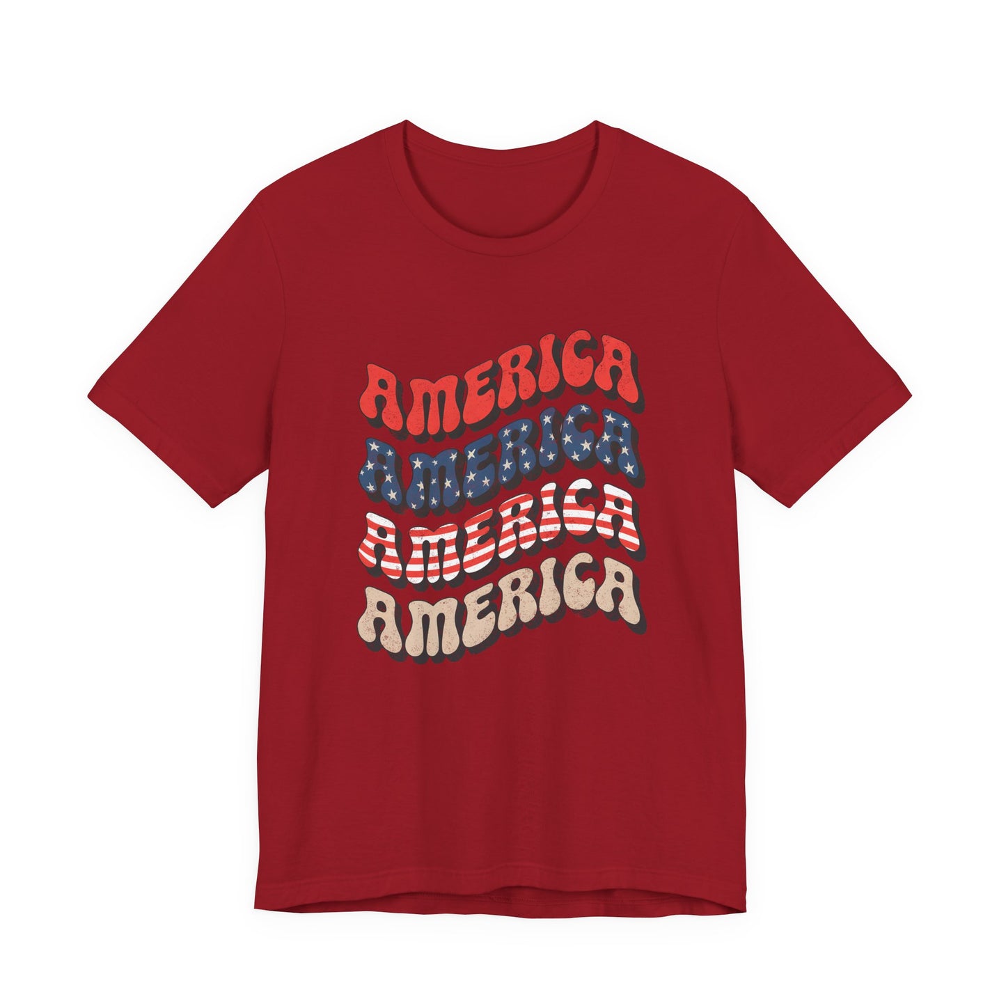 Patriotic "America" Retro Wave T-Shirt