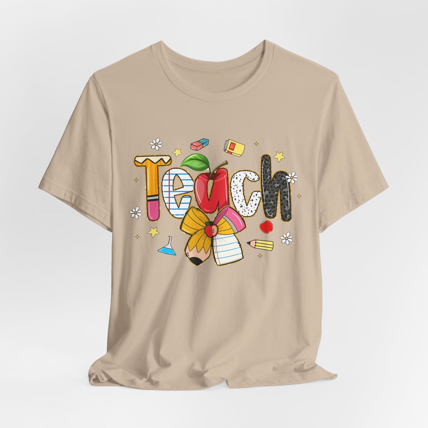 Teacher Floral Pencil Tee - "Teach" Cute School T-Shirt for Educators