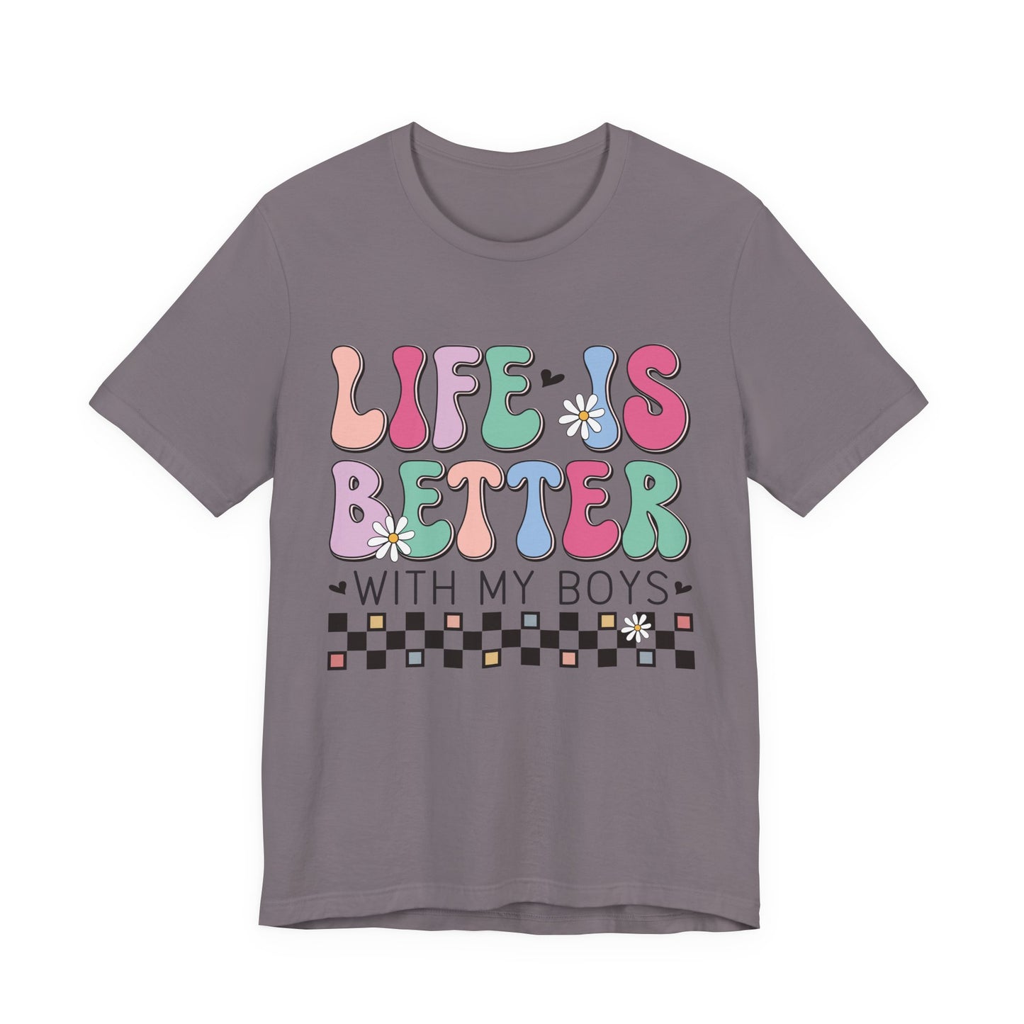Life Is Better With My Boys Tee — Retro Pastel Floral Family T‑Shirt