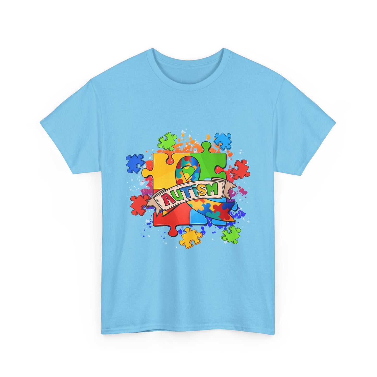 Autism Awareness Puzzle Tee – Colorful 'Autism' Ribbon Design