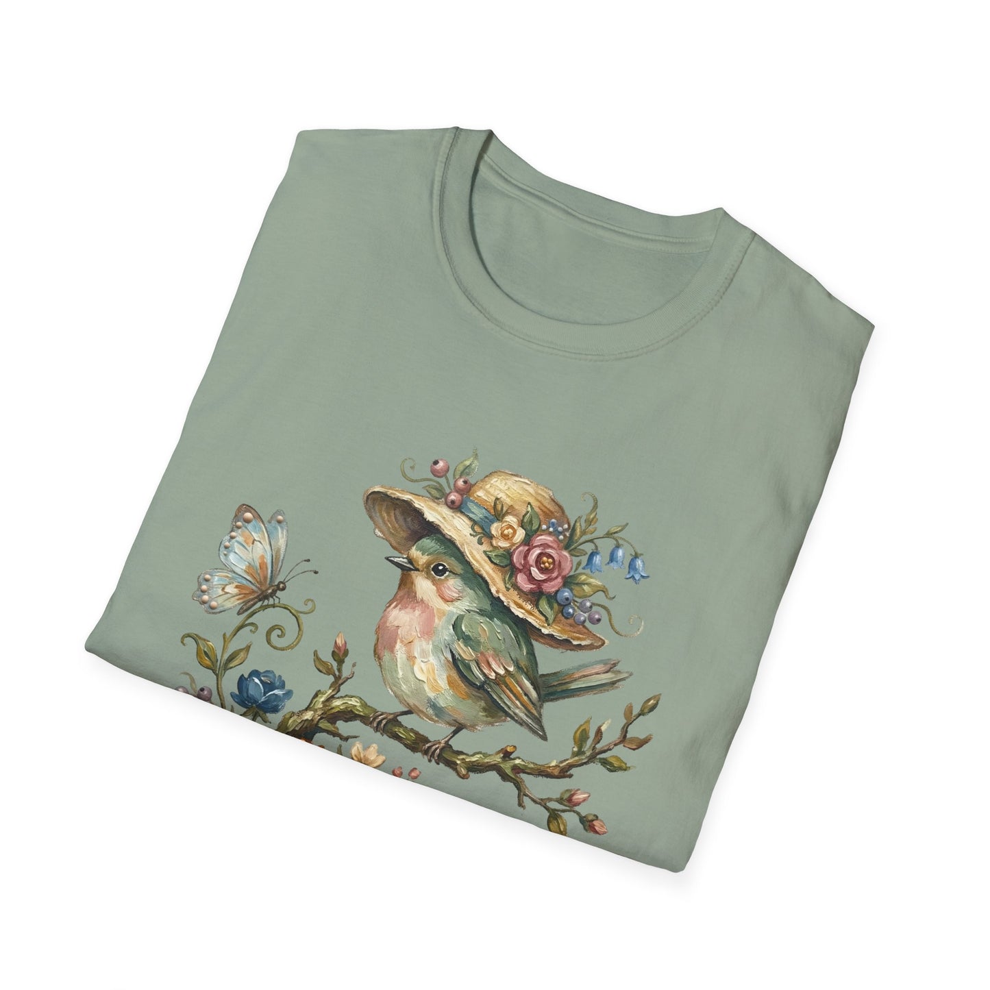 Garden Bird Tee — "There is a quiet peace to be found in the heart of the garden" Floral Bird T-Shirt