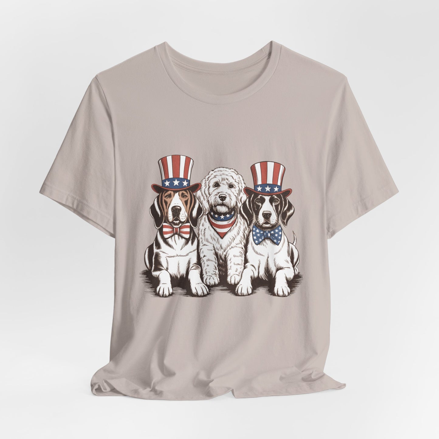 Patriotic Puppies T-Shirt — 4th of July Dog Tee with Uncle Sam Hats