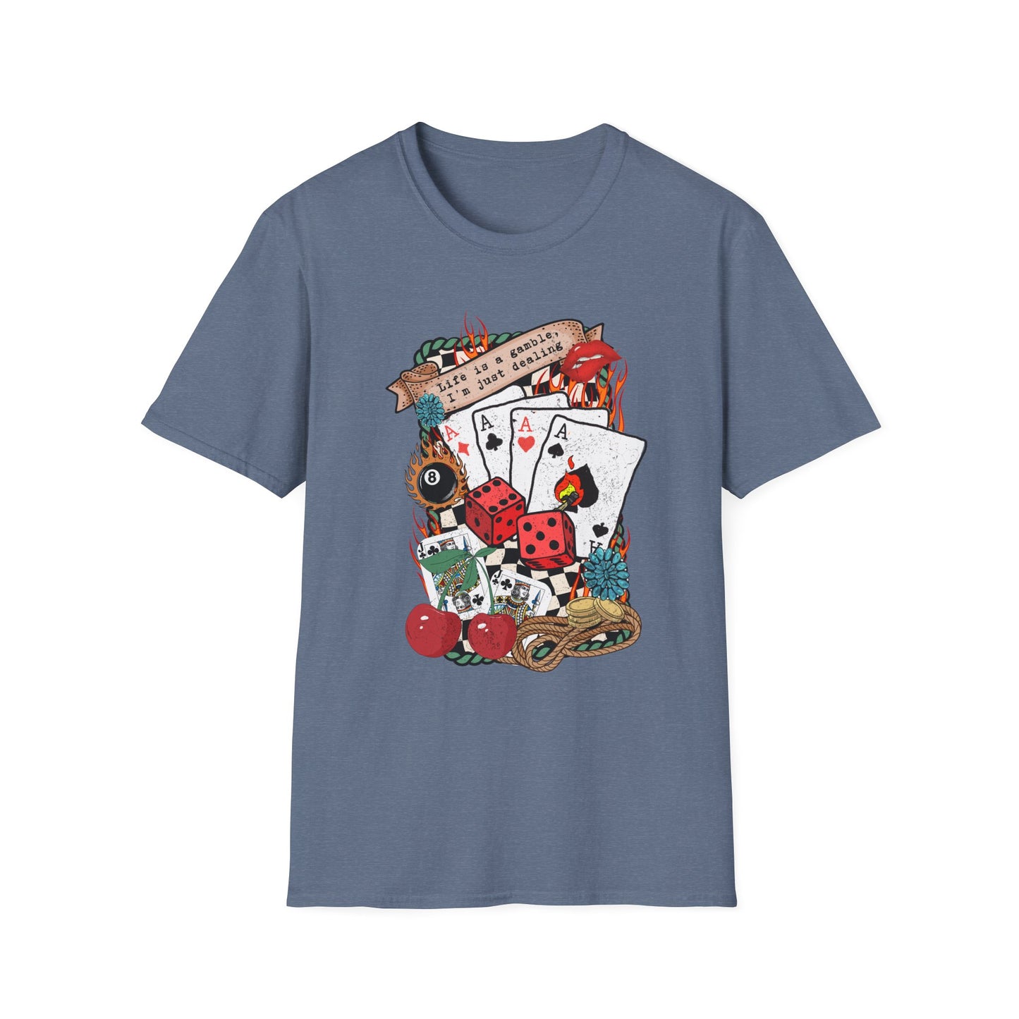Casino Night Graphic T-Shirt — Aces, Dice & Retro Gaming Design
