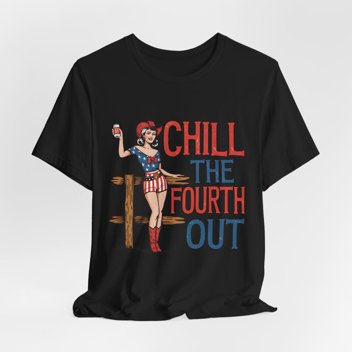 Fourth of July Tee - "Chill the Fourth Out" Vintage Pinup Patriotic Shirt