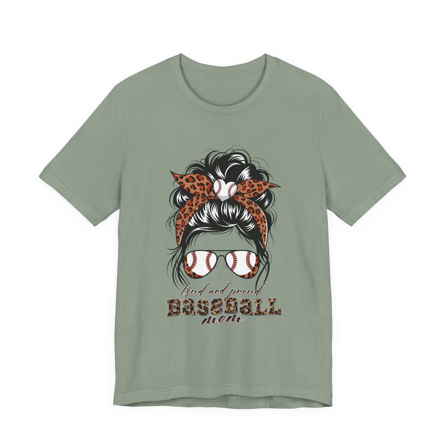 Baseball Mom Graphic Tee — Leopard Hairbow, Sunnies & "Baseball Mom" Text