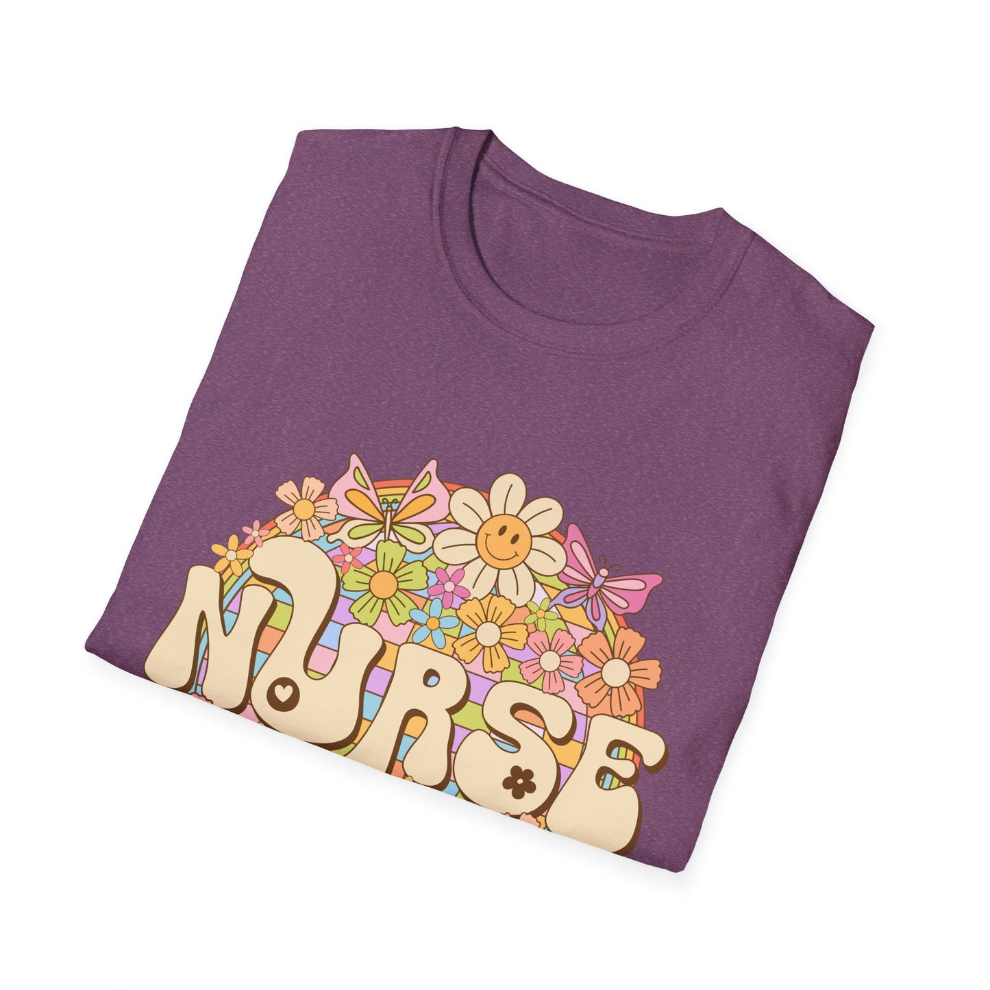 Nurse Floral Retro T-Shirt — Cute Vintage Flower Badge for Nurses