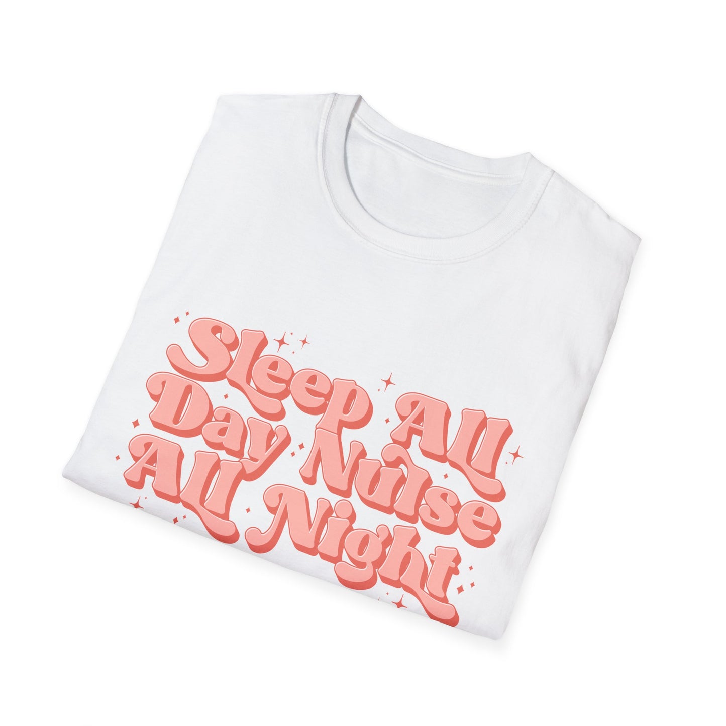 Sleep All Day Nurse All Night T-Shirt — Cute Retro Nurse Tee for Healthcare Workers