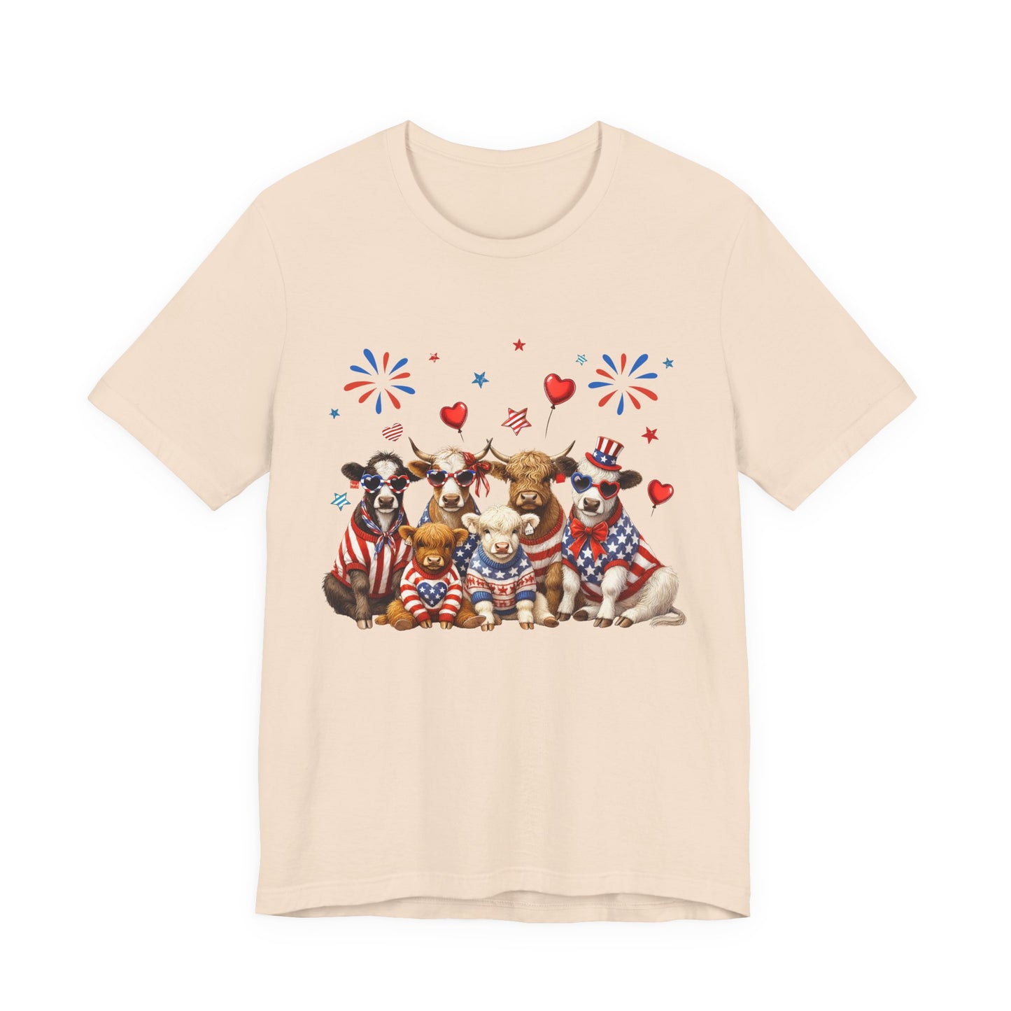 Patriotic CowsT-Shirt — Cute Cows in USA Outfit 4th of July Tee