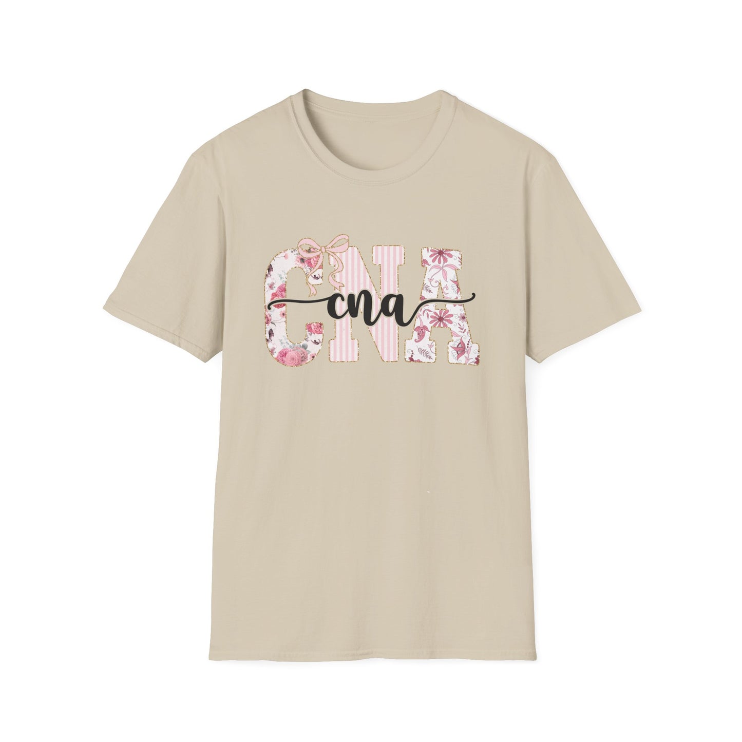 CNA Floral Monogram T-Shirt — Nurse CNA Gift, Pink Floral CNA Tee