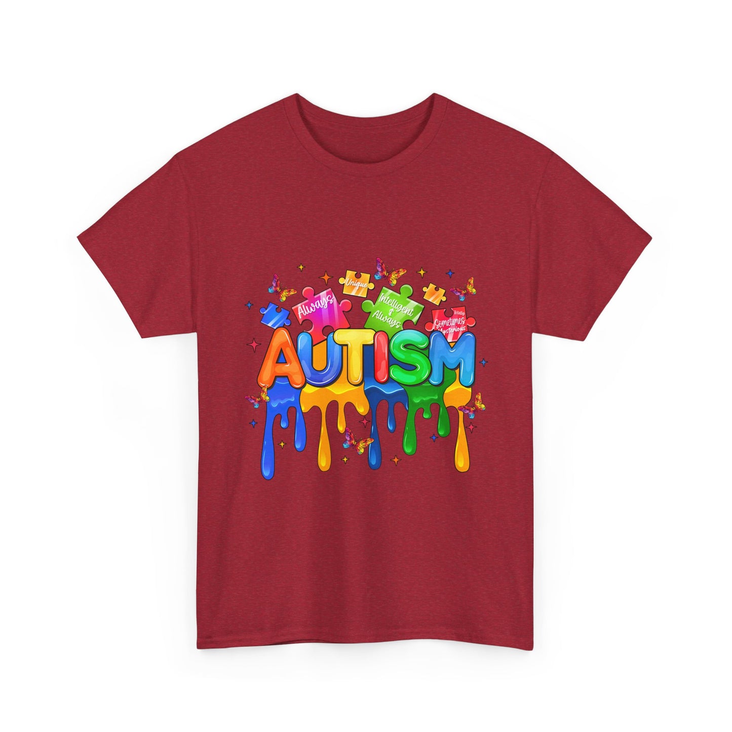 Autism Awareness Puzzle Heart T-Shirt — Colorful Drip Design