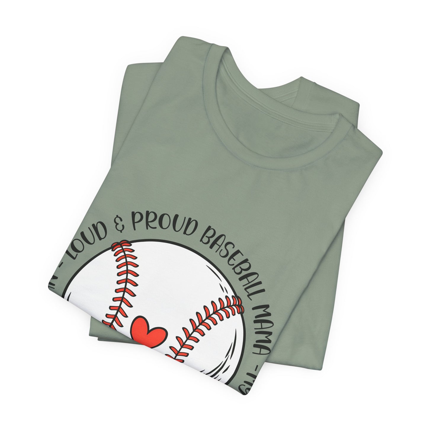 Baseball Mom Tee – Proud Baseball Mama Graphic Shirt (Heart & Stitch Design)