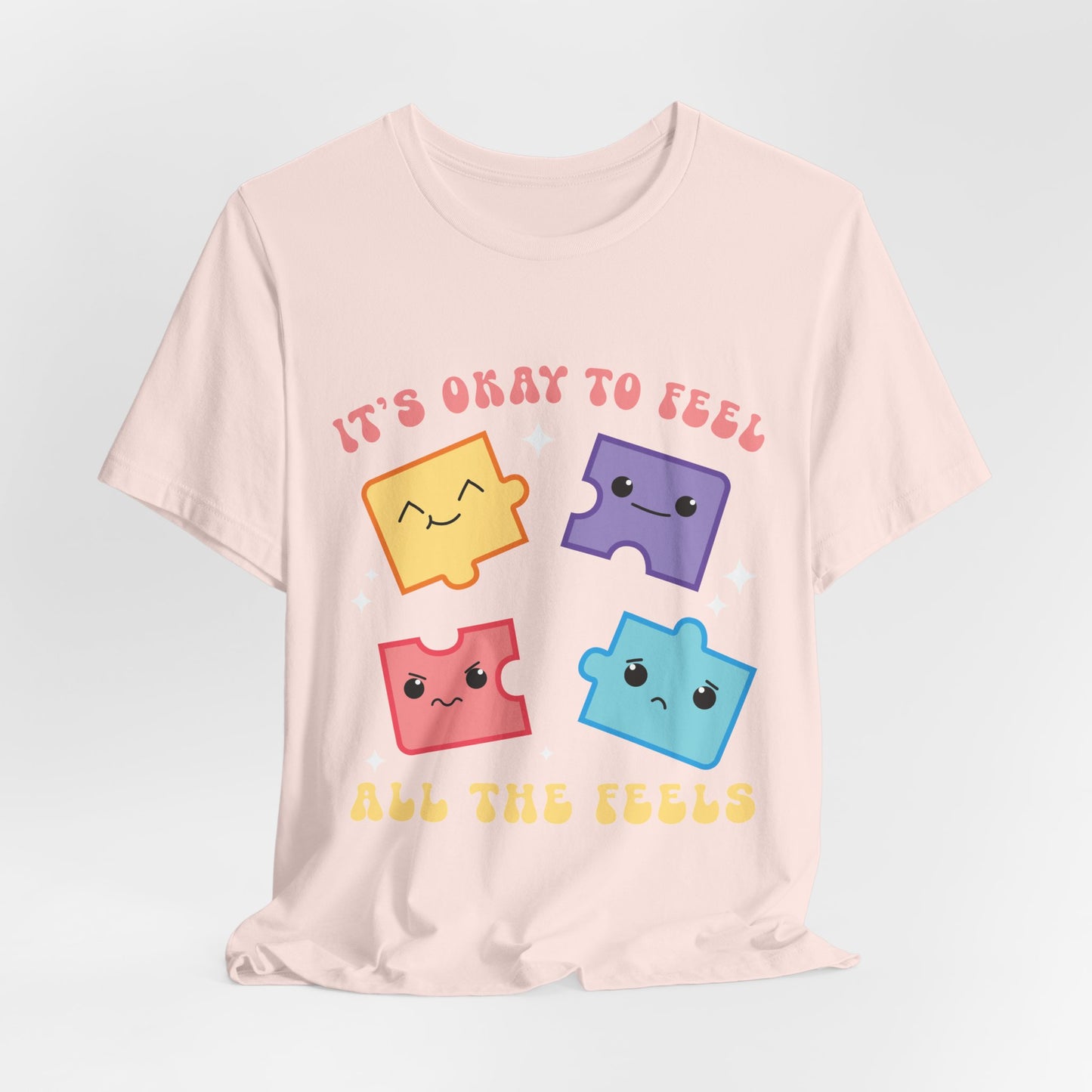 “It’s Okay to Feel” Puzzle Pieces Tee — Mental Health Awareness Comfort Shirt