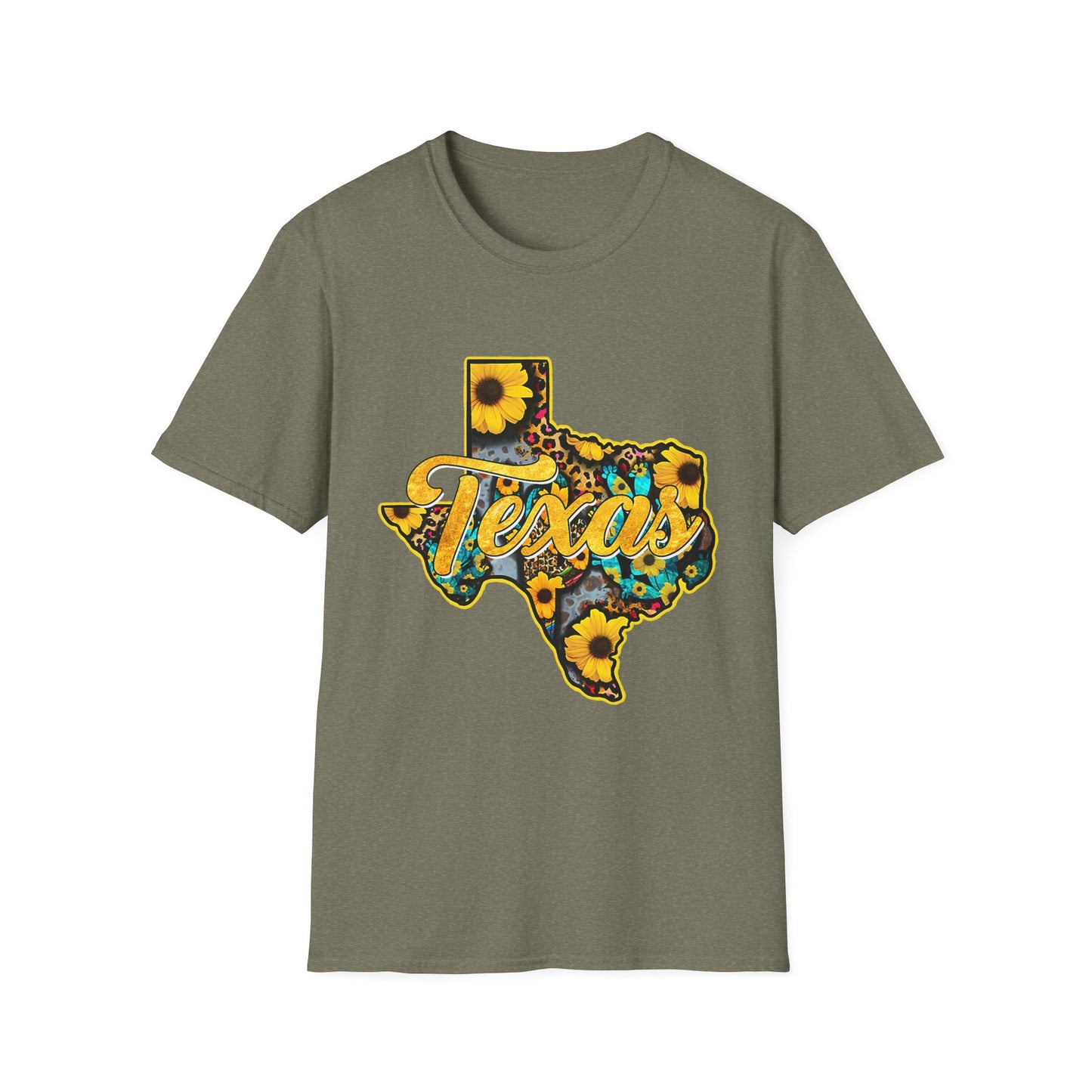 Texas Sunflower State T-Shirt — Floral Texas Map Graphic