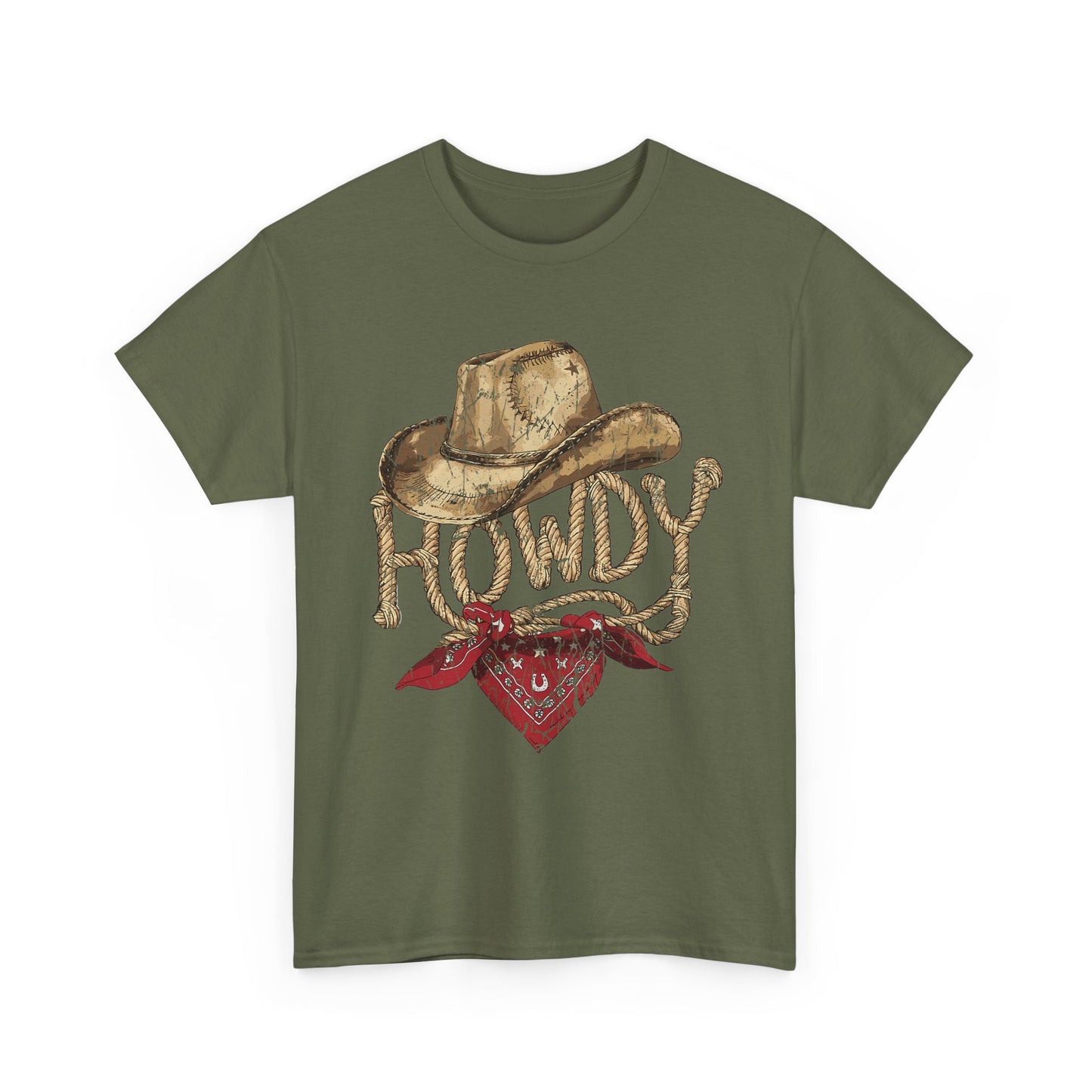 Howdy Cowboy Tee — Vintage Western Hat & Bandana Graphic