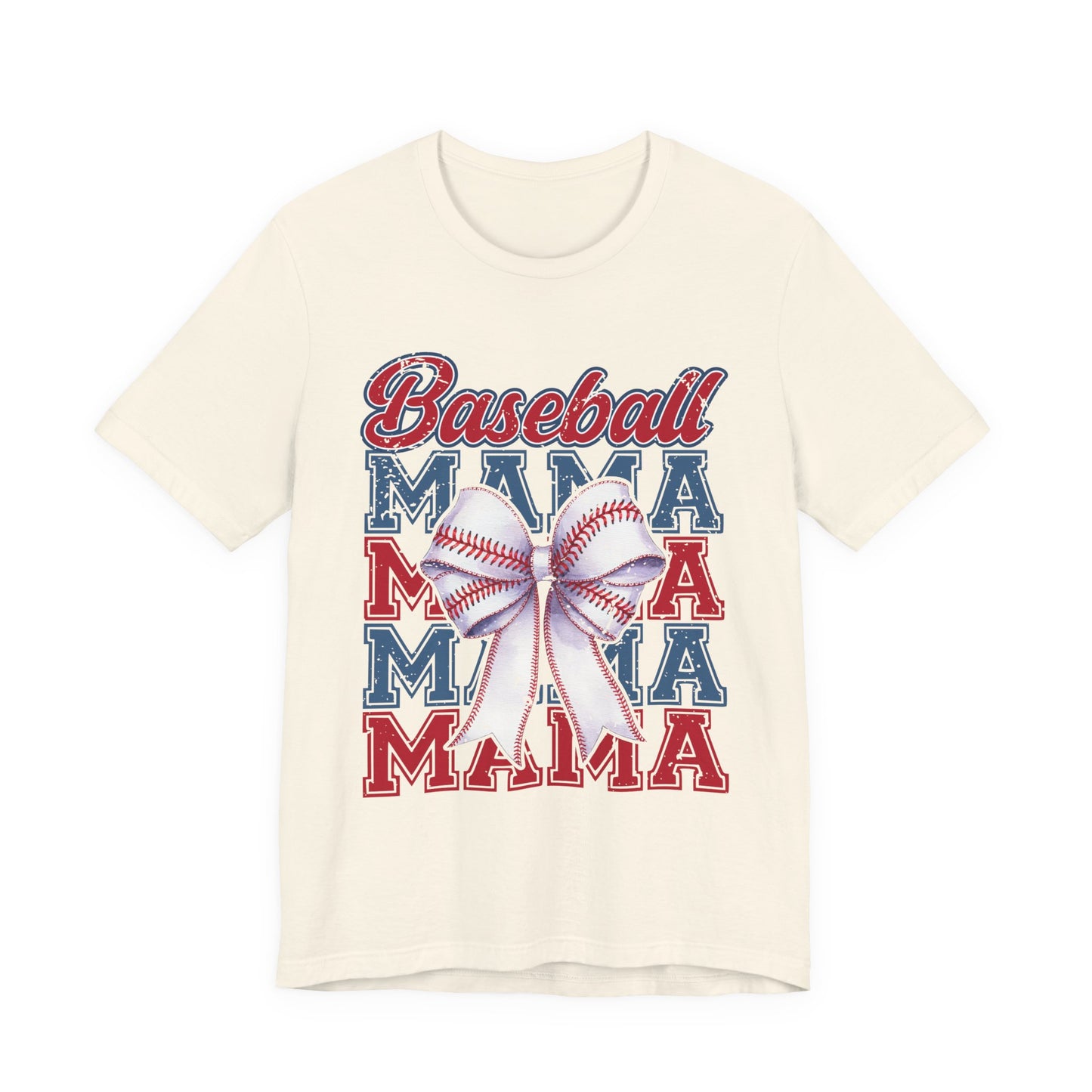 Baseball Mama Tee – Patriotic Bow Soft Cotton T‑Shirt for Baseball Moms