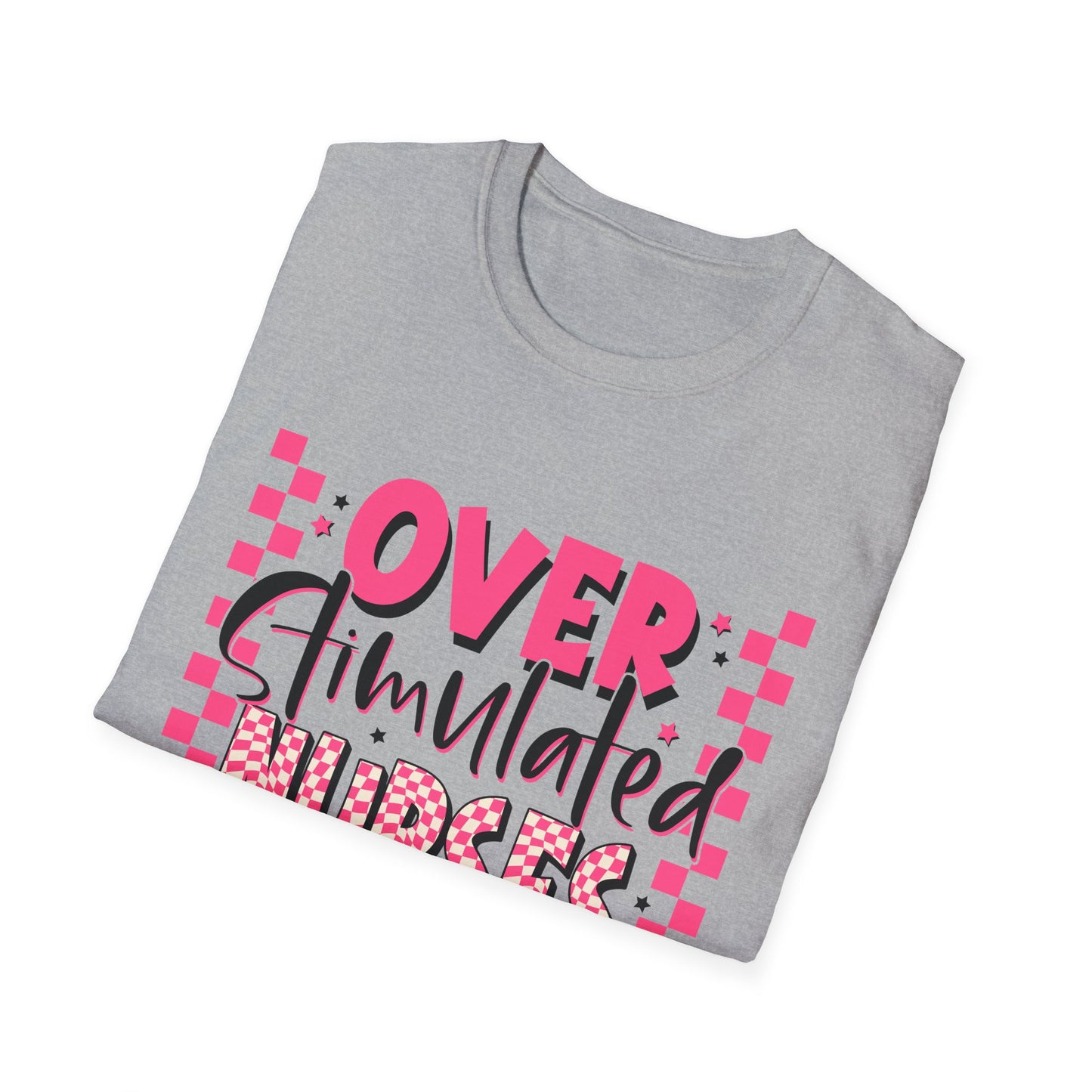 Overstimulated Nurses Club T-Shirt — Funny Pink Nurse Graphic Tee for Healthcare Workers