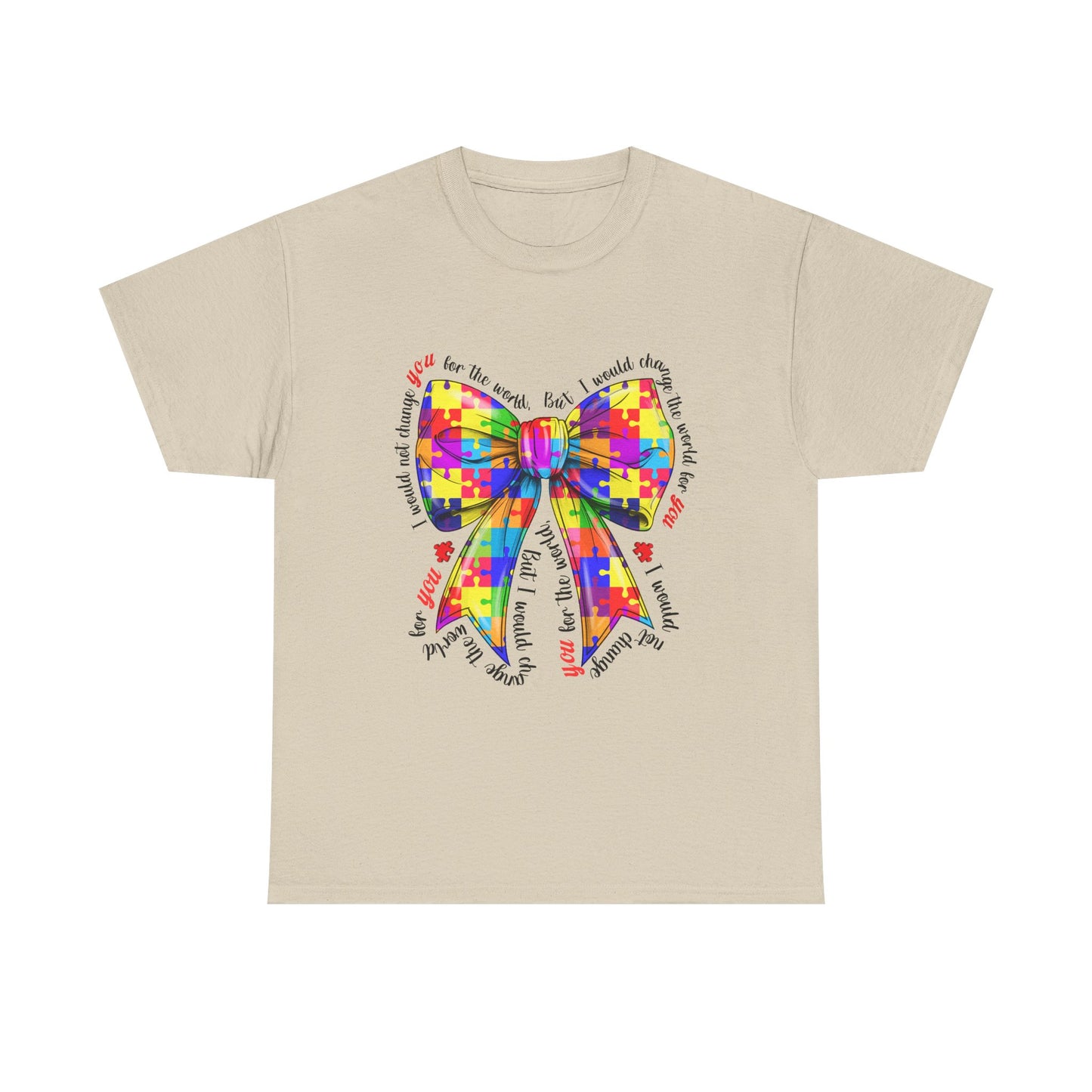 Autism Puzzle Ribbon Tee — Colorful Awareness Bow Shirt
