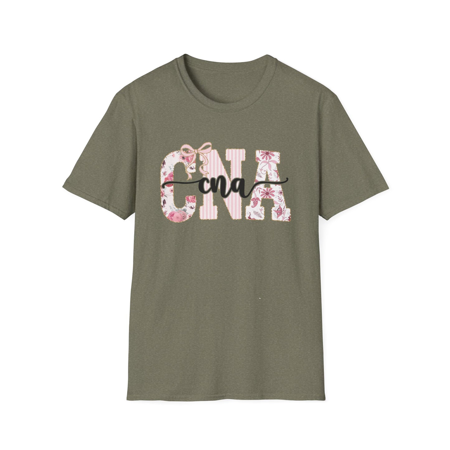 CNA Floral Monogram T-Shirt — Nurse CNA Gift, Pink Floral CNA Tee