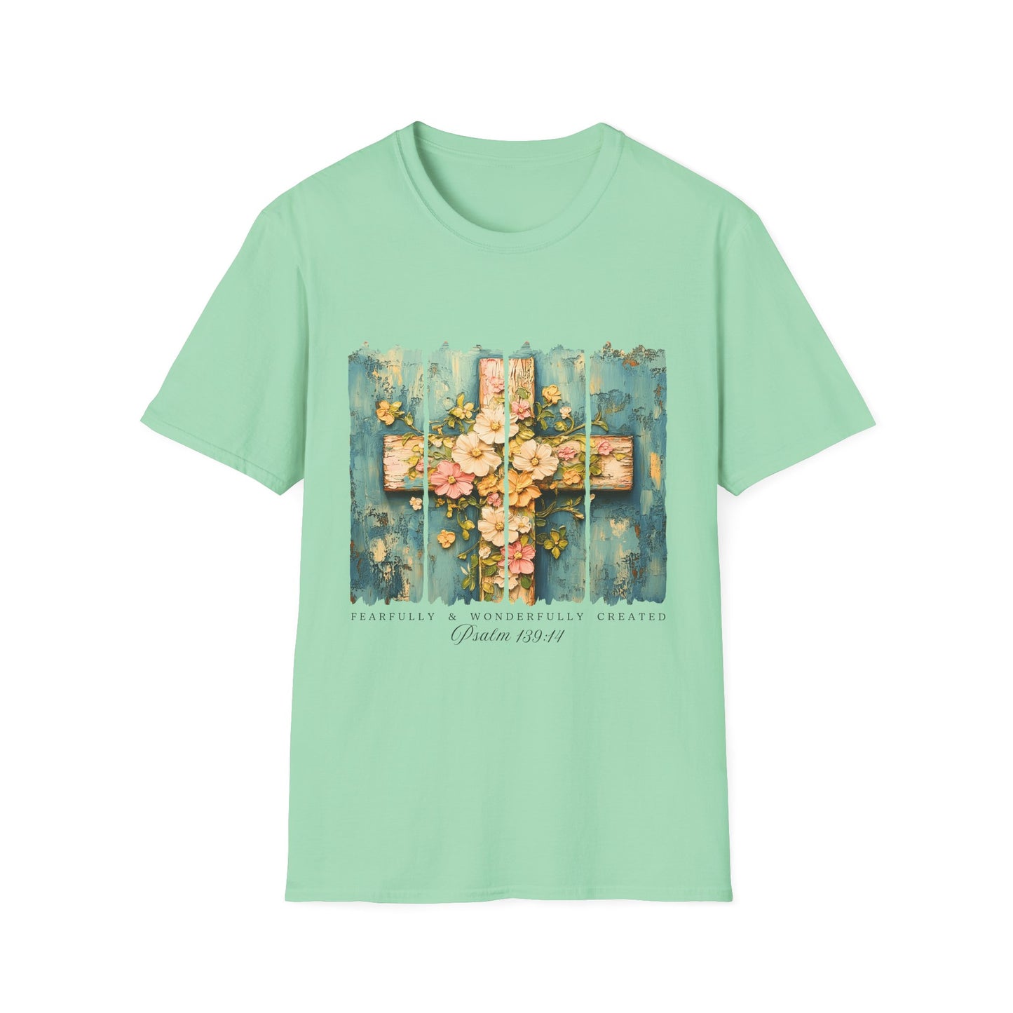Floral Cross Christian T-Shirt — Faith, Hope & New Life Easter Tee