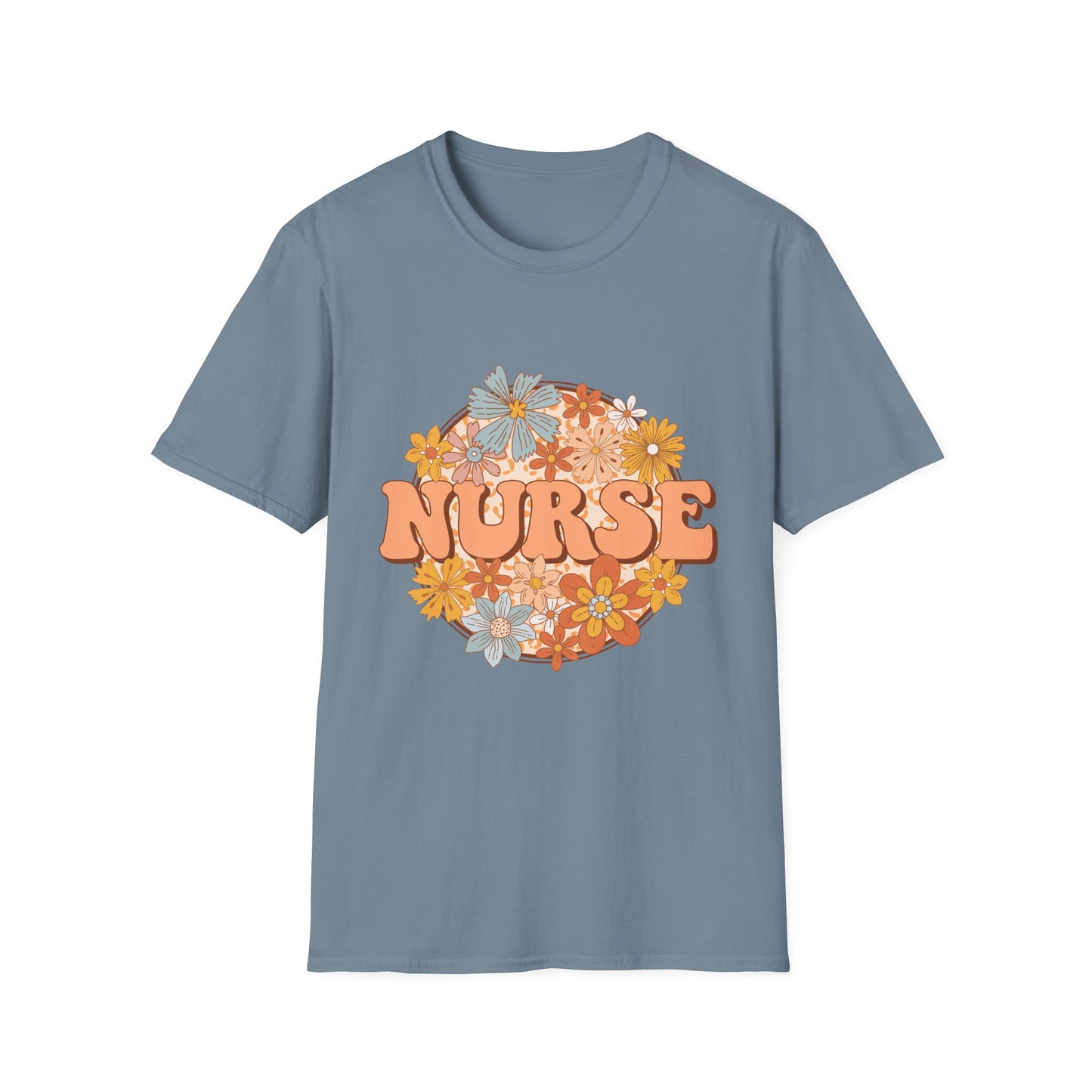 Nurse Floral Retro Tee — "NURSE" Vintage Flower Graphic T-Shirt