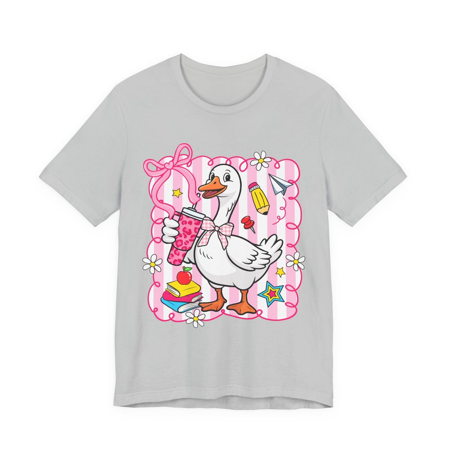 Cute Goose Graphic Tee — School Supplies Back-to-School T-Shirt